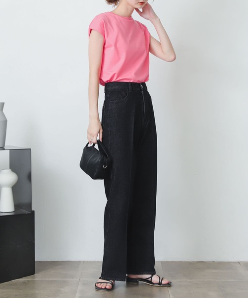 SENSE OF PLACE by URBAN RESEARCH（センスオブプレイスバイアーバンリサーチ）の「オーガニックコットンフレンチスリーブTシャツ（Tシャツ/カットソー・レディース・ブラック/レッド/オフホワイト/グリーン/ホワイト系その他/ライトベージュ/ピンク・ONE）」の18枚目の写真