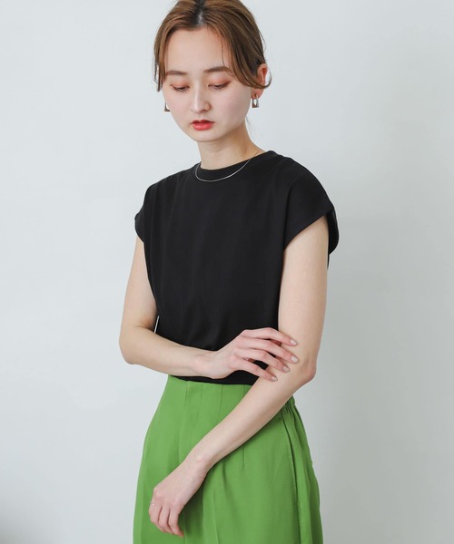 SENSE OF PLACE by URBAN RESEARCH（センスオブプレイスバイアーバンリサーチ）の「オーガニックコットンフレンチスリーブTシャツ（Tシャツ/カットソー・レディース・ブラック/レッド/オフホワイト/グリーン/ホワイト系その他/ライトベージュ/ピンク・ONE）」の16枚目の写真