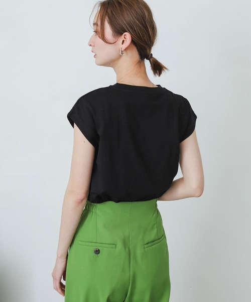 SENSE OF PLACE by URBAN RESEARCH（センスオブプレイスバイアーバンリサーチ）の「オーガニックコットンフレンチスリーブTシャツ（Tシャツ/カットソー・レディース・ブラック/レッド/オフホワイト/グリーン/ホワイト系その他/ライトベージュ/ピンク・ONE）」の11枚目の写真