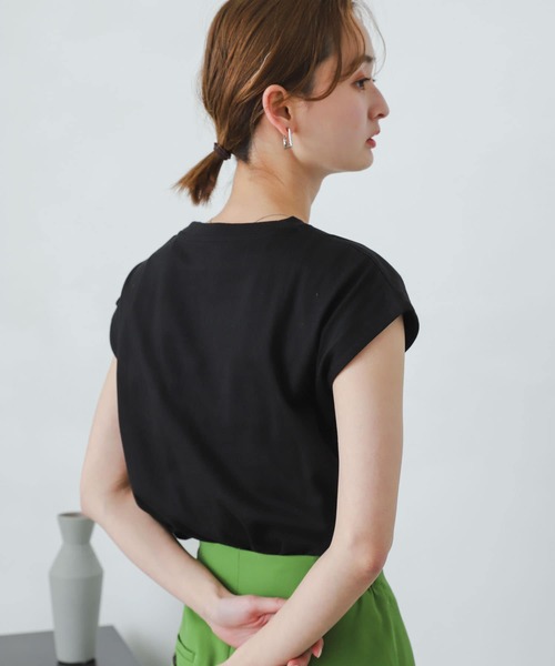 SENSE OF PLACE by URBAN RESEARCH（センスオブプレイスバイアーバンリサーチ）の「オーガニックコットンフレンチスリーブTシャツ（Tシャツ/カットソー・レディース・ブラック/レッド/オフホワイト/グリーン/ホワイト系その他/ライトベージュ/ピンク・ONE）」の20枚目の写真