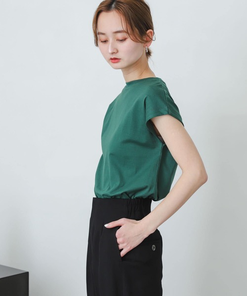 SENSE OF PLACE by URBAN RESEARCH（センスオブプレイスバイアーバンリサーチ）の「オーガニックコットンフレンチスリーブTシャツ（Tシャツ/カットソー・レディース・ブラック/レッド/オフホワイト/グリーン/ホワイト系その他/ライトベージュ/ピンク・ONE）」の12枚目の写真