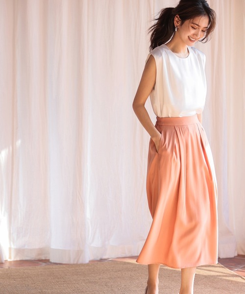 SAISON DE PAPILLON（セゾンドパピヨン）の「変形ボックスプリーツスカート（スカート・レディース・コーラル・L/M/S）」の17枚目の写真
