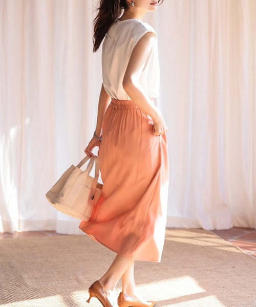 SAISON DE PAPILLON（セゾンドパピヨン）の「変形ボックスプリーツスカート（スカート・レディース・コーラル・L/M/S）」の16枚目の写真