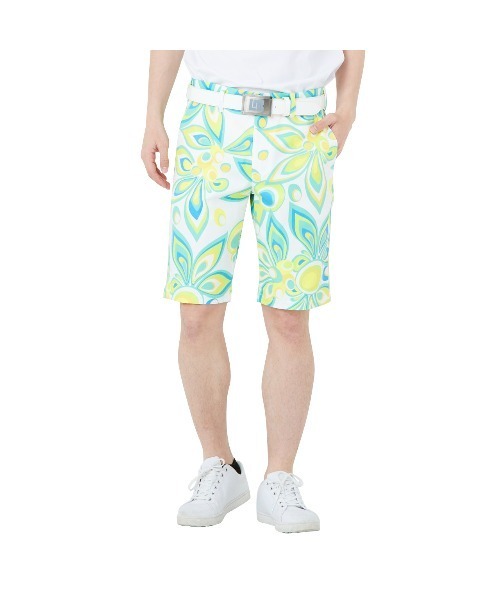 Loudmouth(ラウドマウス)の「LOUDMOUTH/ラウドマウス ゴルフウェア 総柄 Dカン付き 昇華プリント ストレッチ UVカット ハーフパンツ ショートパンツ(その他パンツ・メンズ・その他/ブラック系その他/マルチ/ブルー系その他/ホワイト系その他/ライトグリーン系・M/3XL/LL/L/XL/XXL)」の4枚目の写真