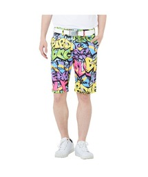 LOUDMOUTH/ラウドマウス ゴルフウェア 総柄 Dカン付き 昇華プリント ストレッチ UVカット ハーフパンツ ショートパンツ