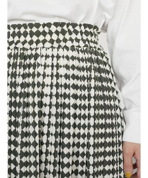 Green　Parks（グリーンパークス）の「・novem 9 ダイヤガラケシプリーツスカート（スカート・レディース・ブラック/ベージュ/カーキ・FREE）」の7枚目の写真