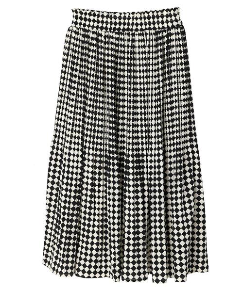 Green　Parks（グリーンパークス）の「・novem 9 ダイヤガラケシプリーツスカート（スカート・レディース・ブラック/ベージュ/カーキ・FREE）」の3枚目の写真