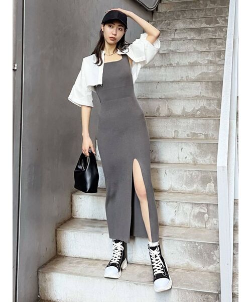 EMODA（エモダ）の「リブスリットマキシニットワンピース（ワンピース・レディース・ブラック/ブルー/グレー・FREE）」の16枚目の写真