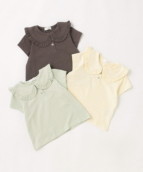 b・ROOM(ビールーム)の「フリルビッグカラートップス(Tシャツ/カットソー・キッズ・チャコール/アイボリー/ミント・100cm/120cm/130cm/90cm/110cm)」の5枚目の写真