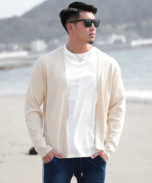 JOKER（ジョーカー）の「【JOKER】接触冷感 ボタンレス トッパー カーディガン メンズ 春服（カーディガン/ボレロ・メンズ・ブラック/オフホワイト/ブルー/グリーン・M/L/XL）」の2枚目の写真