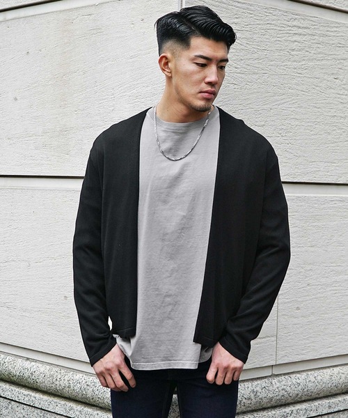 JOKER（ジョーカー）の「【JOKER】接触冷感 ボタンレス トッパー カーディガン メンズ 春服（カーディガン/ボレロ・メンズ・ブラック/オフホワイト/ブルー/グリーン・M/L/XL）」の3枚目の写真