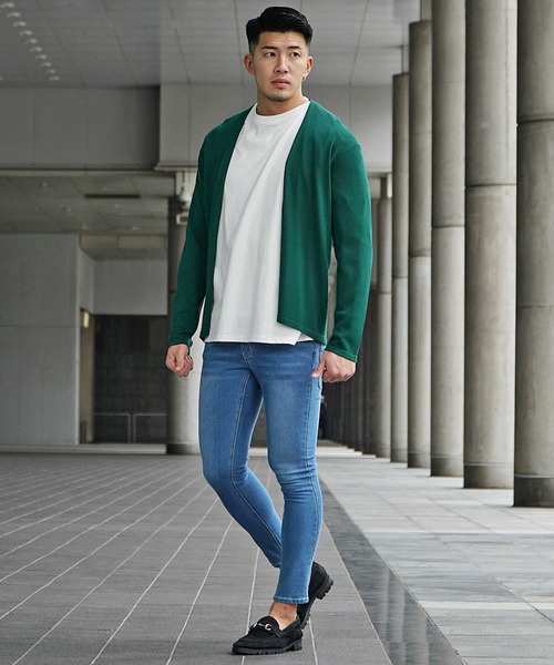 JOKER（ジョーカー）の「【JOKER】接触冷感 ボタンレス トッパー カーディガン メンズ 春服（カーディガン/ボレロ・メンズ・ブラック/オフホワイト/ブルー/グリーン・M/L/XL）」の7枚目の写真