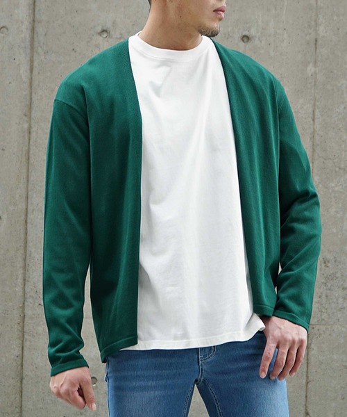 JOKER（ジョーカー）の「【JOKER】接触冷感 ボタンレス トッパー カーディガン メンズ 春服（カーディガン/ボレロ・メンズ・ブラック/オフホワイト/ブルー/グリーン・M/L/XL）」の11枚目の写真