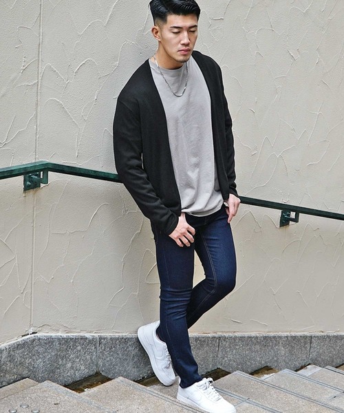 JOKER（ジョーカー）の「【JOKER】接触冷感 ボタンレス トッパー カーディガン メンズ 春服（カーディガン/ボレロ・メンズ・ブラック/オフホワイト/ブルー/グリーン・M/L/XL）」の12枚目の写真