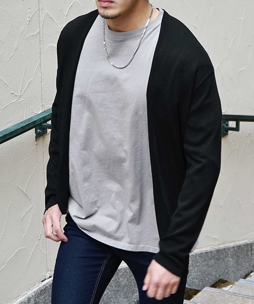 JOKER（ジョーカー）の「【JOKER】接触冷感 ボタンレス トッパー カーディガン メンズ 春服（カーディガン/ボレロ・メンズ・ブラック/オフホワイト/ブルー/グリーン・M/L/XL）」の10枚目の写真