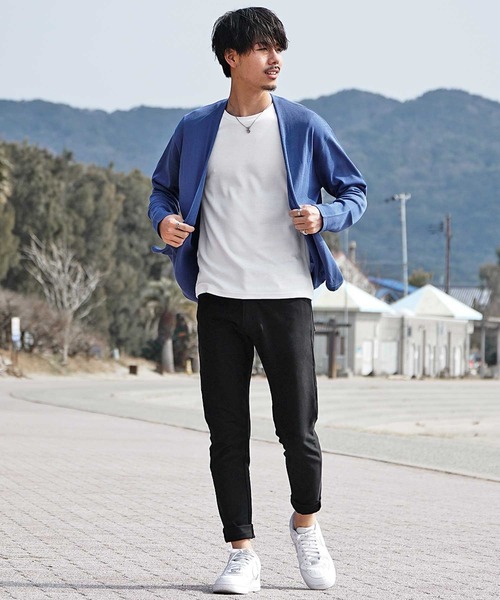 JOKER（ジョーカー）の「【JOKER】接触冷感 ボタンレス トッパー カーディガン メンズ 春服（カーディガン/ボレロ・メンズ・ブラック/オフホワイト/ブルー/グリーン・M/L/XL）」の6枚目の写真