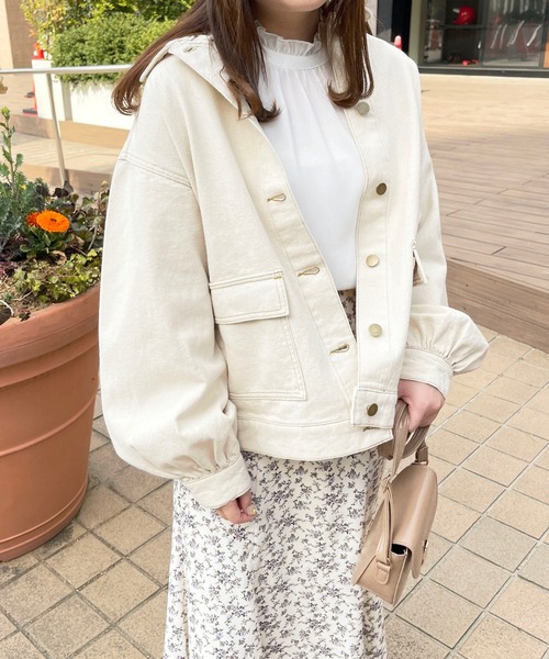 apres jour（アプレジュール）の「【セットアップ可能】ルーズGジャン【ZOZOTOWN限定アイテム】（デニムジャケット・レディース・オフホワイト/ダークブルー/ピンク・X-LARGE/フリー）」の7枚目の写真