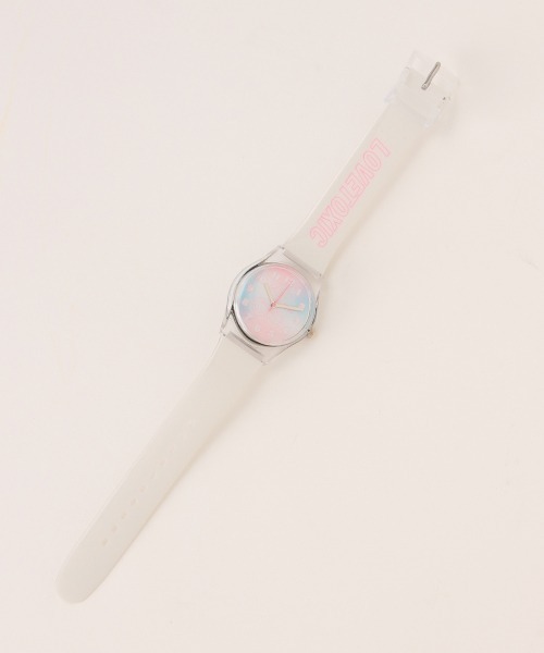 LOVETOXIC(ラブトキシック)の「タイダイプラウォッチ(アナログ腕時計・キッズ・オフホワイト/ラベンダー/エメラルド・FREE)」の1枚目の写真