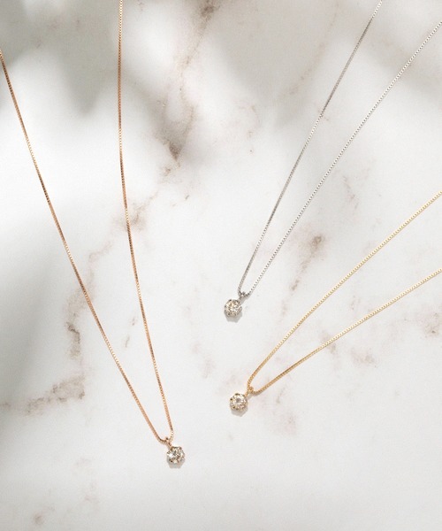 THE PLATINUM SELECT(ザ プラチナム セレクト)の「18金ゴールド ダイヤモンド ネックレス 0.1ct 鑑別カード付(ネックレス・レディース・ピンクゴールド/イエローゴールド・FREE)」の5枚目の写真