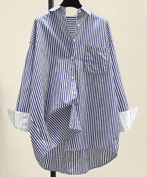 Dita(ディータ)の「ストライプルーズシャツ(シャツ/ブラウス・レディース・ピンク/グリーン/ブルー/オレンジ・M/L/XL)」の3枚目の写真