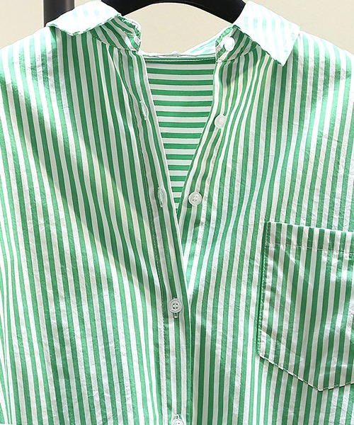 Dita(ディータ)の「ストライプルーズシャツ(シャツ/ブラウス・レディース・ピンク/グリーン/ブルー/オレンジ・M/L/XL)」の11枚目の写真