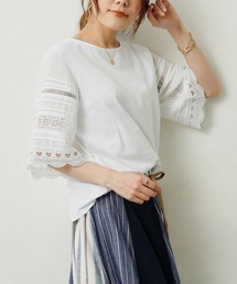 Chez toi | 袖レース切替オーガニックコットンプルオーバー(Tシャツ/カットソー)