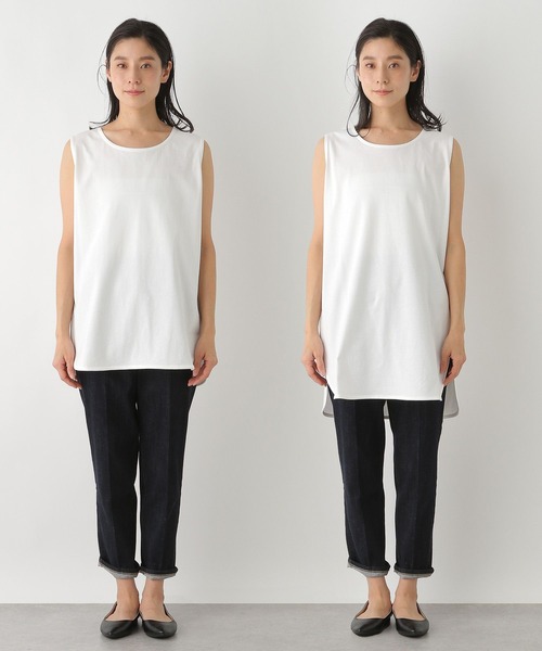 LEPSIM(レプシィム)の「スソラウンドレイヤードノースリーブ 262398(タンクトップ・レディース・ホワイト系その他/ブラック/グレイッシュベージュ/オフホワイト・FREE/TALL)」の21枚目の写真