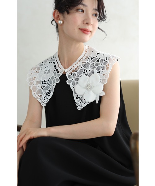 cawaii(カワイイ)の「花コサージュ咲くカッティングレースの付け襟(付け襟・レディース・ホワイト・FREE)」の5枚目の写真