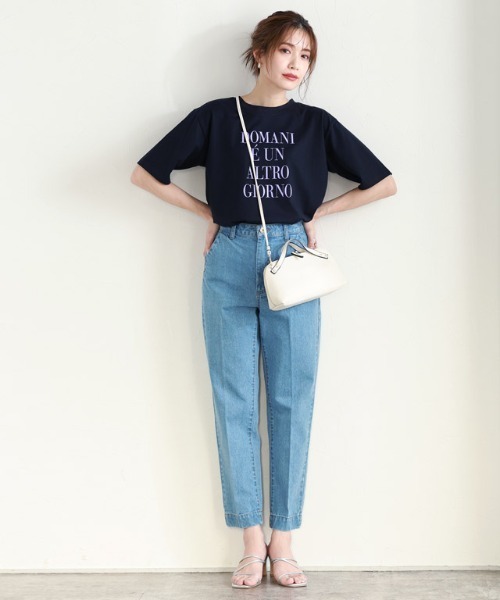 Pierrot(ピエロ)の「シルケットコットンロゴTシャツ(Tシャツ/カットソー・レディース・ネイビー/オフホワイト/チャコール・M/L)」の10枚目の写真