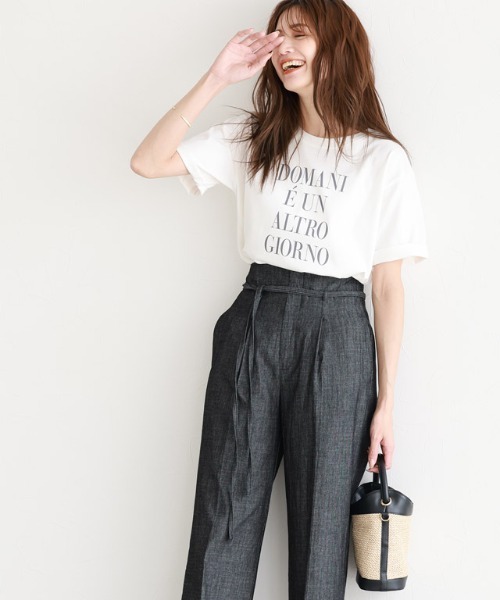 Pierrot(ピエロ)の「シルケットコットンロゴTシャツ(Tシャツ/カットソー・レディース・ネイビー/オフホワイト/チャコール・M/L)」の13枚目の写真