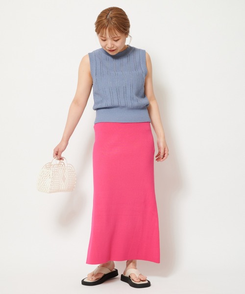 U by SPICK&SPAN(ユーバイスピックアンドスパン)の「ハイウエストニットスカート(スカート・レディース・グリーン/ネイビー/ピンク・FREE)」の11枚目の写真