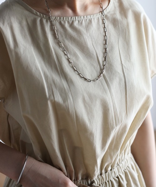 Fizz（フィズ）の「【Fizz/フィズ】　フレンチスリーブウエスト切替えマキシ丈ワンピース（ワンピース・レディース・ブルー/グレイッシュベージュ/チャコール・M）」の10枚目の写真