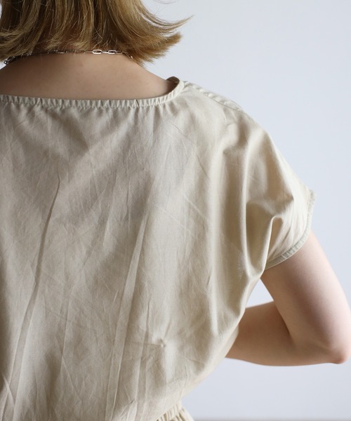 Fizz（フィズ）の「【Fizz/フィズ】　フレンチスリーブウエスト切替えマキシ丈ワンピース（ワンピース・レディース・ブルー/グレイッシュベージュ/チャコール・M）」の11枚目の写真