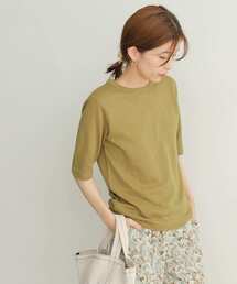 コットンリネンハーフスリーブカットソー