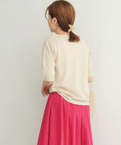 URBAN RESEARCH DOORS（アーバンリサーチドアーズ）の「コットンリネンハーフスリーブカットソー（Tシャツ/カットソー・レディース・チャコールグレー/ブラウン系その他/ナチュラル/イエロー系その他・MEDIUM）」の9枚目の写真