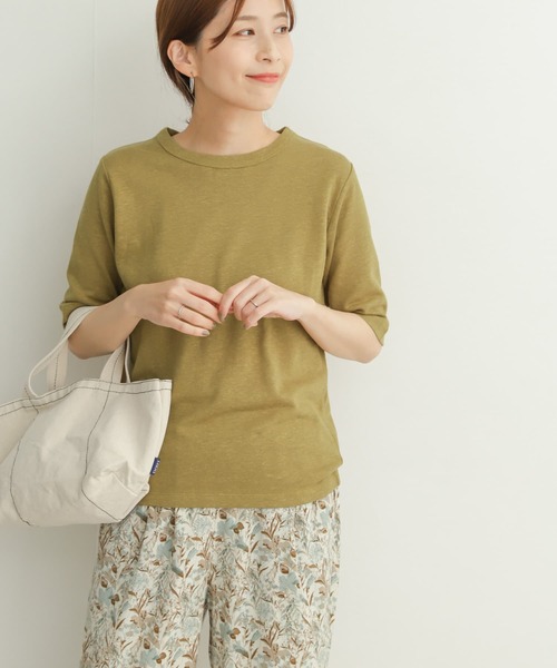 URBAN RESEARCH DOORS（アーバンリサーチドアーズ）の「コットンリネンハーフスリーブカットソー（Tシャツ/カットソー・レディース・チャコールグレー/ブラウン系その他/ナチュラル/イエロー系その他・MEDIUM）」の17枚目の写真