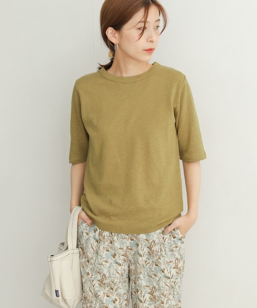 URBAN RESEARCH DOORS（アーバンリサーチドアーズ）の「コットンリネンハーフスリーブカットソー（Tシャツ/カットソー・レディース・チャコールグレー/ブラウン系その他/ナチュラル/イエロー系その他・MEDIUM）」の18枚目の写真