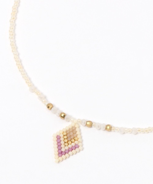 niko and...（ニコアンド）の「ビーズひし形トップネックレス（ネックレス・レディース・ホワイト/ブラウン/オレンジ/グリーン・0）」の2枚目の写真