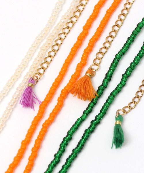 niko and...（ニコアンド）の「ビーズひし形トップネックレス（ネックレス・レディース・ホワイト/ブラウン/オレンジ/グリーン・0）」の7枚目の写真