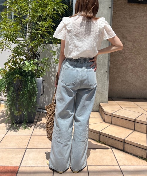 OLIVE des OLIVE(オリーブデオリーブ)の「ボウタイリボンフリル袖ブラウス(シャツ/ブラウス・レディース・ホワイト/オフホワイト/サックスブルー・FREE)」の10枚目の写真