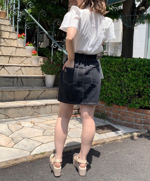 OLIVE des OLIVE(オリーブデオリーブ)の「ボウタイリボンフリル袖ブラウス(シャツ/ブラウス・レディース・ホワイト/オフホワイト/サックスブルー・FREE)」の4枚目の写真