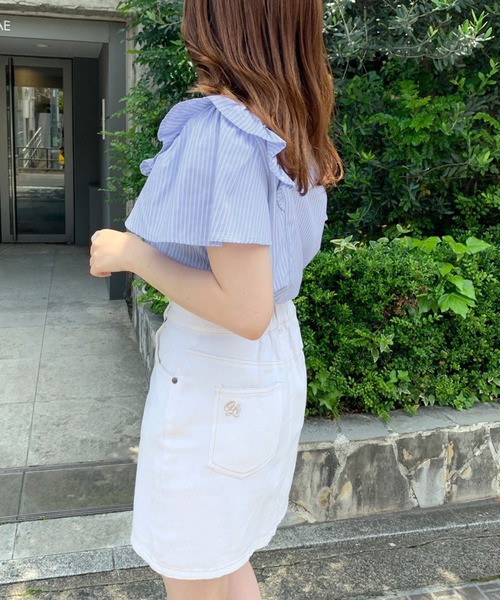 OLIVE des OLIVE(オリーブデオリーブ)の「ボウタイリボンフリル袖ブラウス(シャツ/ブラウス・レディース・ホワイト/オフホワイト/サックスブルー・FREE)」の18枚目の写真