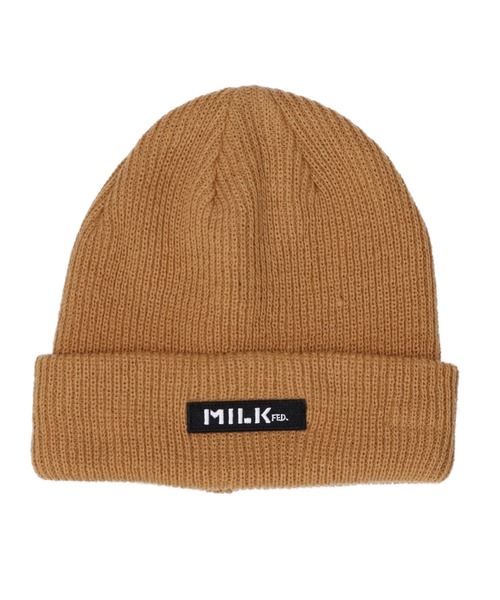 MILKFED.（ミルクフェド）の「MILKFED. LOGO KNIT CAP（ニットキャップ/ビーニー・レディース・ブラック/ベージュ/グレー/レッド・ONE SIZE）」の3枚目の写真