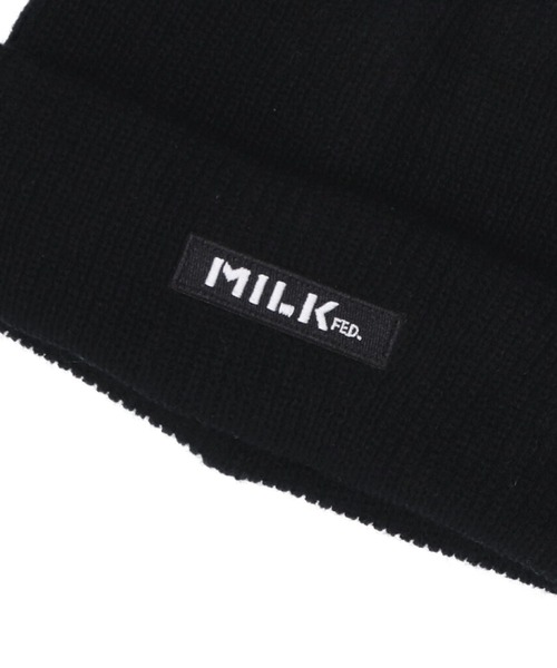 MILKFED.（ミルクフェド）の「MILKFED. LOGO KNIT CAP（ニットキャップ/ビーニー・レディース・ブラック/ベージュ/グレー/レッド・ONE SIZE）」の6枚目の写真