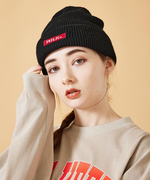 MILKFED.（ミルクフェド）の「MILKFED. LOGO KNIT CAP（ニットキャップ/ビーニー・レディース・ブラック/ベージュ/グレー/レッド・ONE SIZE）」の15枚目の写真