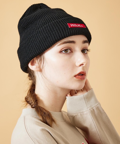 MILKFED.（ミルクフェド）の「MILKFED. LOGO KNIT CAP（ニットキャップ/ビーニー・レディース・ブラック/ベージュ/グレー/レッド・ONE SIZE）」の14枚目の写真
