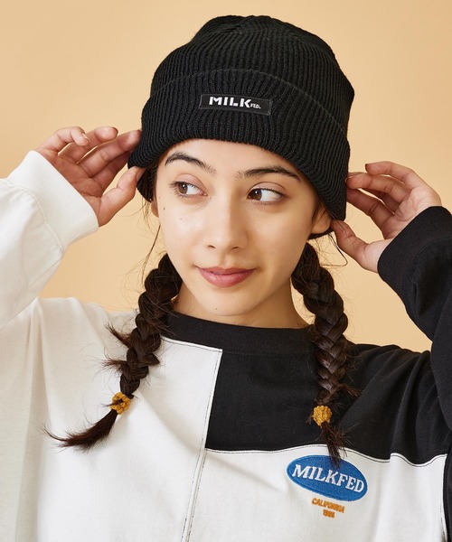 MILKFED.（ミルクフェド）の「MILKFED. LOGO KNIT CAP（ニットキャップ/ビーニー・レディース・ブラック/ベージュ/グレー/レッド・ONE SIZE）」の17枚目の写真