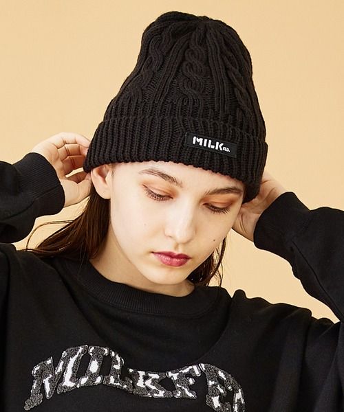 MILKFED.（ミルクフェド）の「MILKFED. LOGO KNIT CAP（ニットキャップ/ビーニー・レディース・ブラック/ベージュ/グレー/レッド・ONE SIZE）」の20枚目の写真