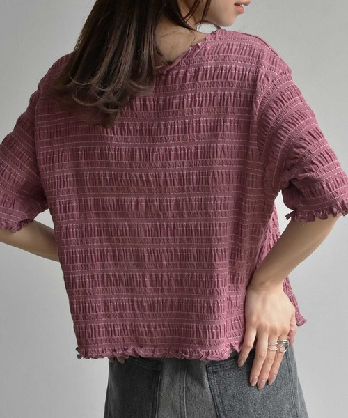 RETRO GIRL（レトロガール）の「メロウカーデビスチェ付set（Tシャツ/カットソー・レディース・スモークピンク/グリーン/オフホワイト/ダークブラウン・FREE）」の14枚目の写真