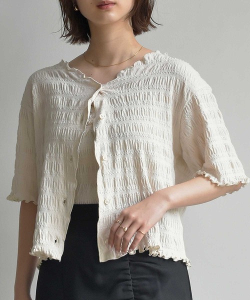 RETRO GIRL（レトロガール）の「メロウカーデビスチェ付set（Tシャツ/カットソー・レディース・スモークピンク/グリーン/オフホワイト/ダークブラウン・FREE）」の5枚目の写真